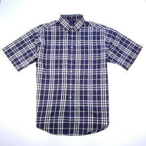 Roundtree & Yorke short sleeves Mens Shirt size M plaid no iron easy care